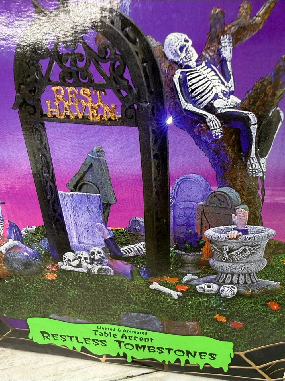 Lemax Spooky Town “Restless Tombstones” 74605 Halloween Animated Retired 2007